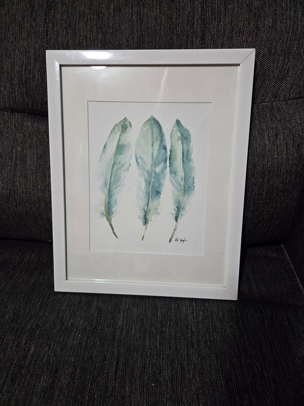 Framed Feather Watercolor Print